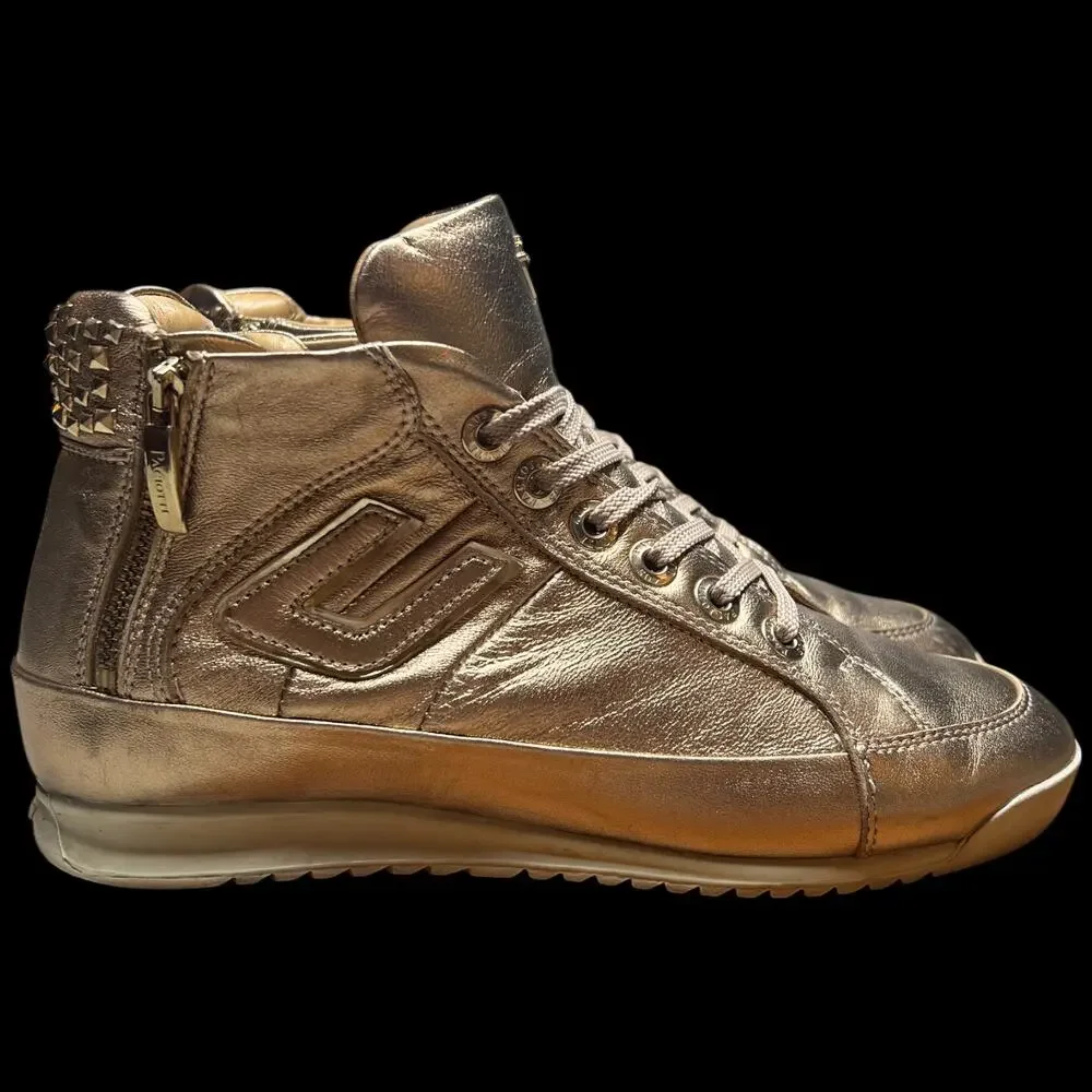 CESARE PACIOTTI Luxury 4US Women's 37/US 7 Gold High Top Sneakers Studs - Picture 6 of 16